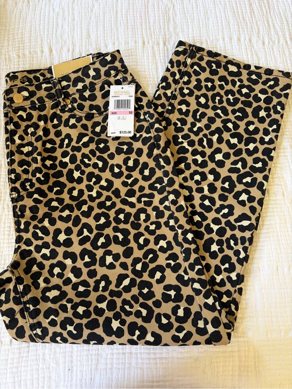 Michael Kors Leopard-Print Bootcut Pants in Tan and Black High Rise Straight